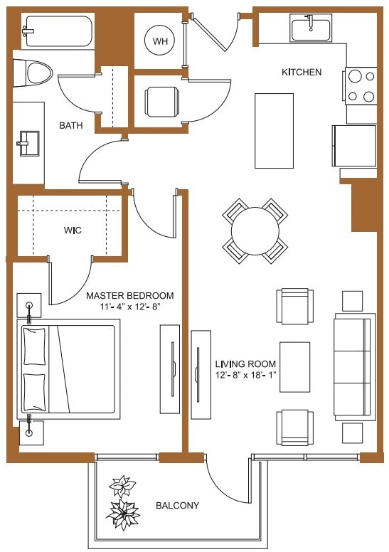 Floor Plan - 1 Bed/1 Bath-A2