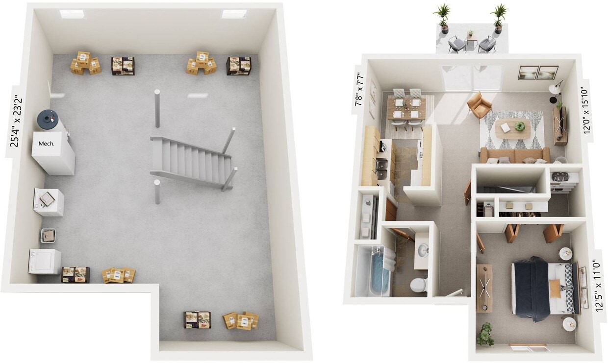 Floor Plan - One-Bedroom Townhome