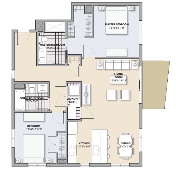 2BR/2BA - 2 Bedroom 2 Bathroom