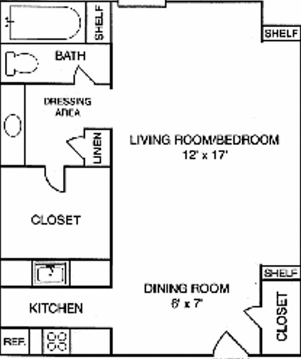 0BR/1BA - Studio