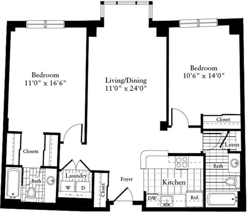 Floor Plan - 2 Bedrooms M