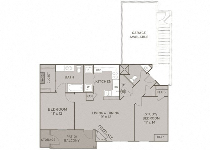Floor Plan - 2 Bedroom Garage FPL - Renovated
