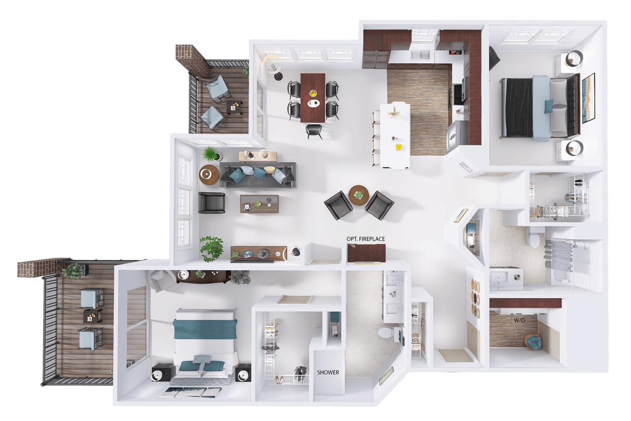 Floor Plan - CrossTown - F3 - 2 Bed - 2 Bath