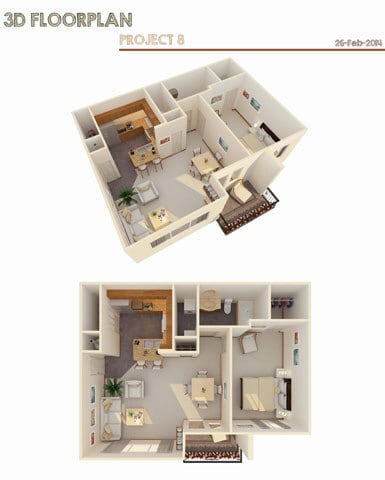Floor Plan - 1 Bed 1 Bath