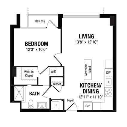 Floor Plan - 1 Bed/1 Bath-A8
