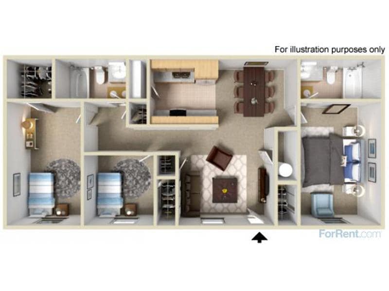 Floor Plan - 3 Bedroom 2 Bath Large