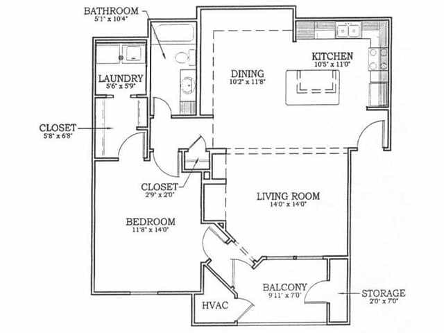 1BR/1BA - One Bedroom
