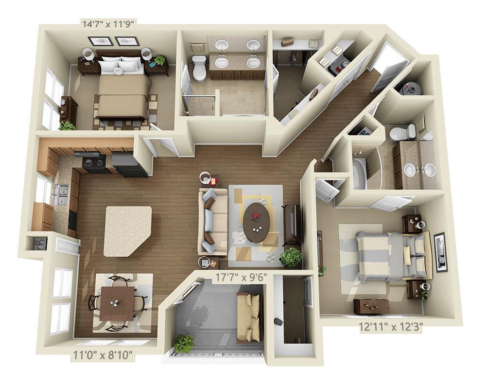 Floor Plan - Two Bedroom B2B
