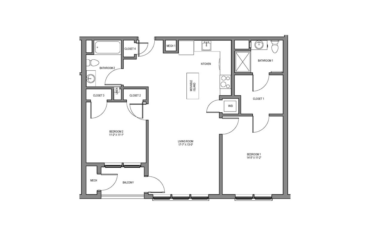 Floor Plan - Two Bedroom Two Bath