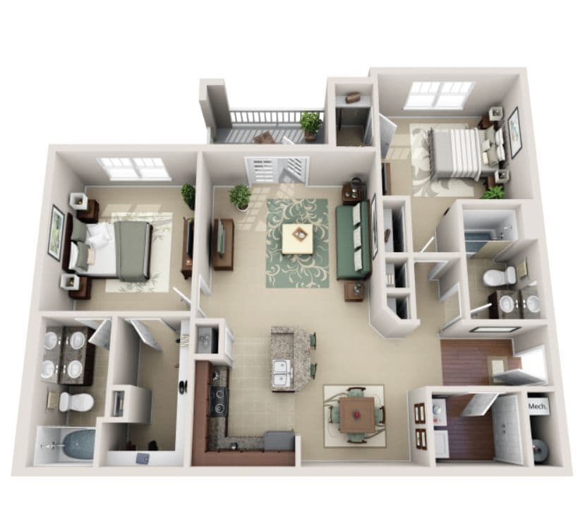 Floor Plan - 2 Bed 2 Bath