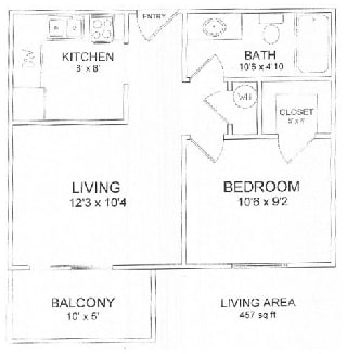 1BR/1BA - 1 Bedroom