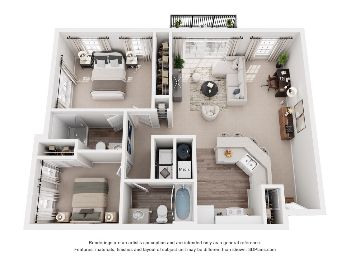 B1 Regency_2Bed_2Bath_1020 Sq Ft - B1 Regency - 2 Bedroom, 2 Bathroom