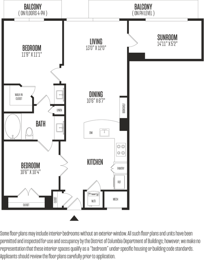 Floor Plan - 2 Bed/1 Bath-2B