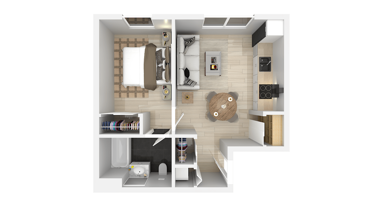 Floor Plan - One Bedroom One Bath B