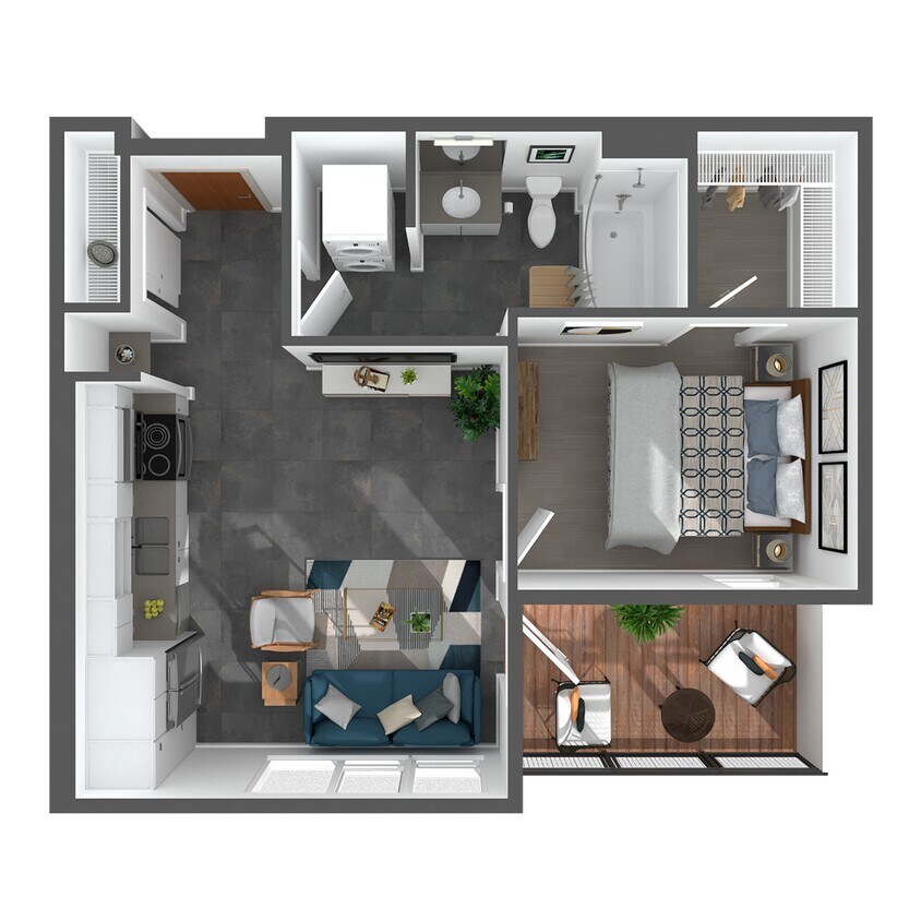 Floor Plan - 1 Bed/1 Bath-A6.1