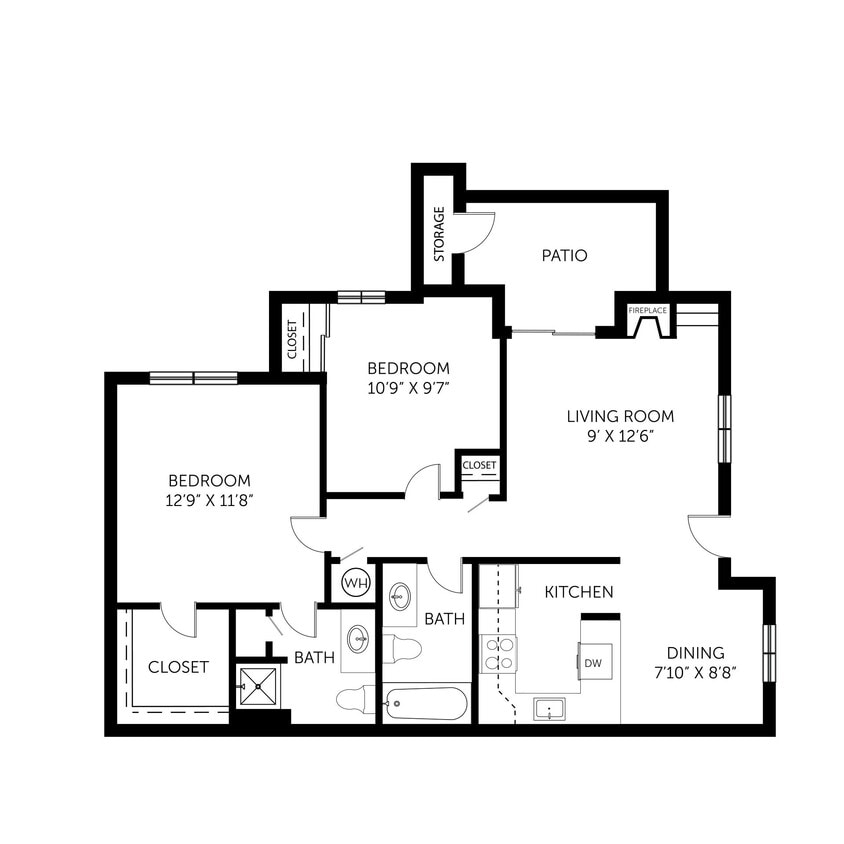 Floor Plan - 2 Bedroom 2 Bath
