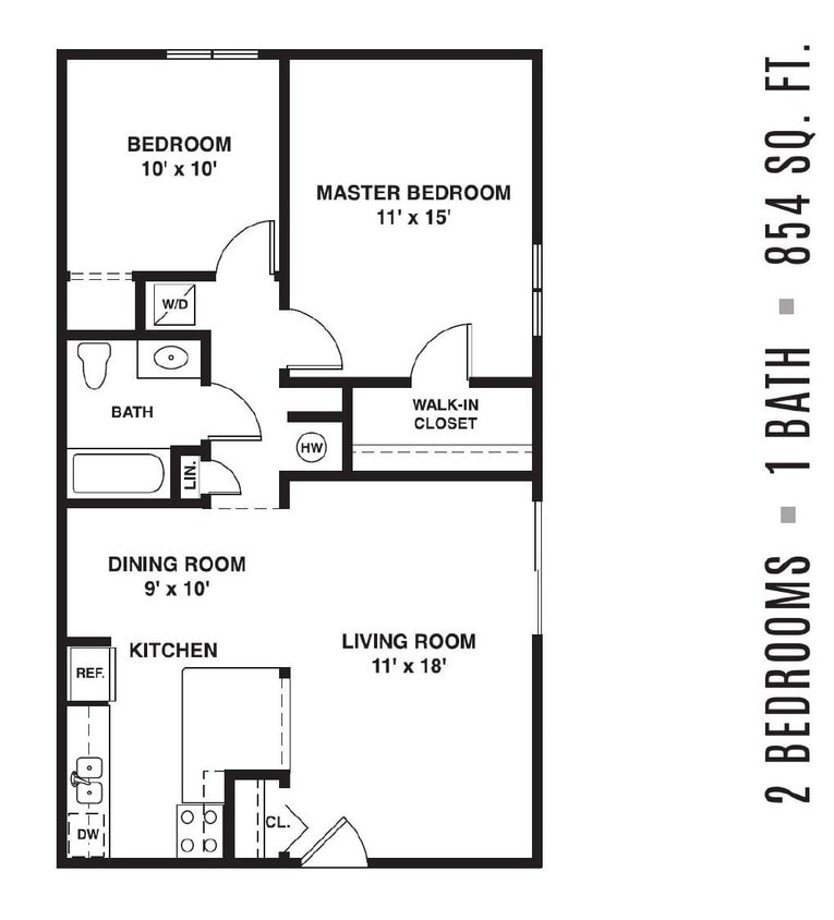 Floor Plan - 2 Bed 1 Bath