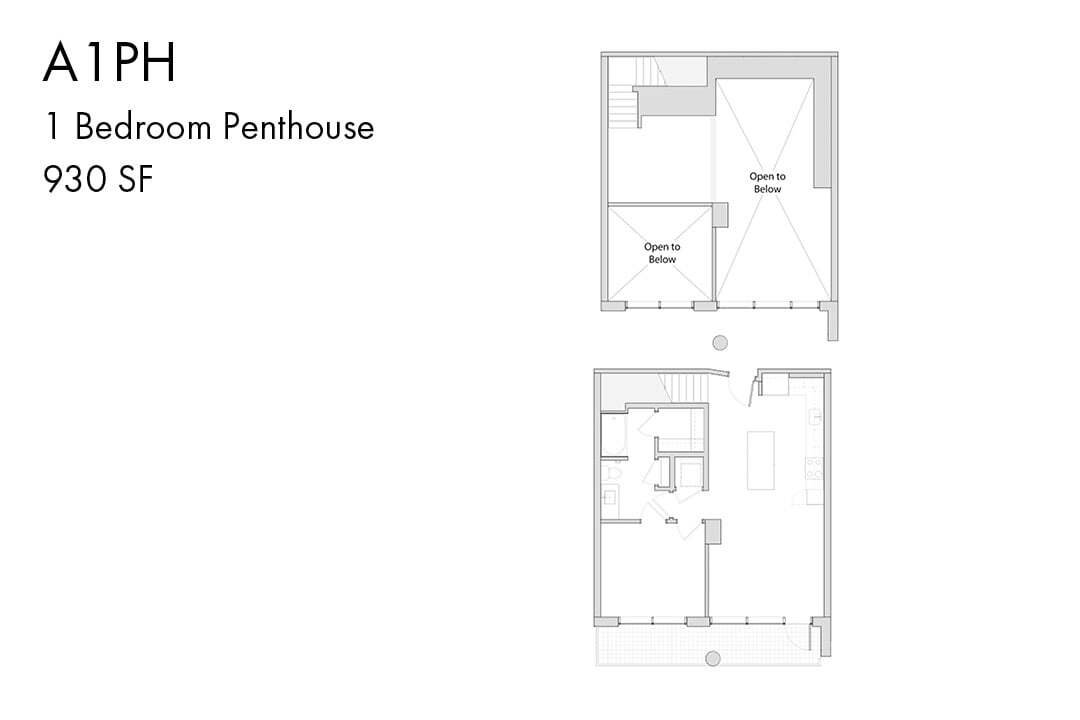 Floor Plan - A1TH 1 Bedroom Townhome