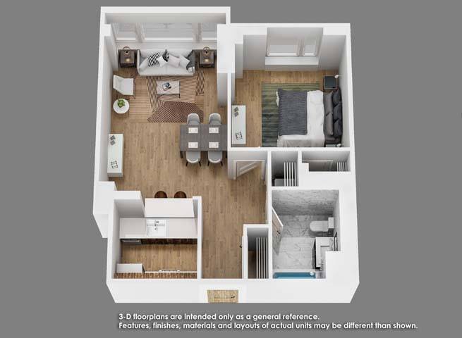 Floor Plan - 1 Bedroom 1 Bath- A04