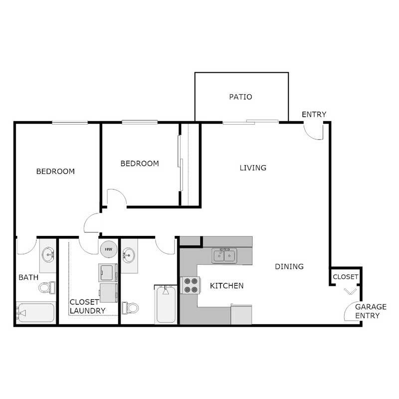 Floor Plan - 2 Bed 2 Bath - Lower