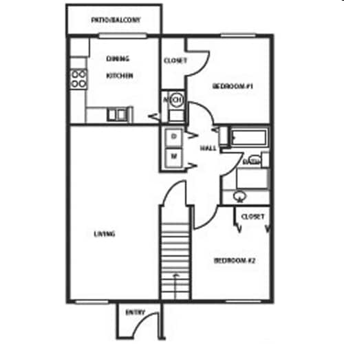 2BR/1BA - 2 Bedroom, 2 Bathroom
