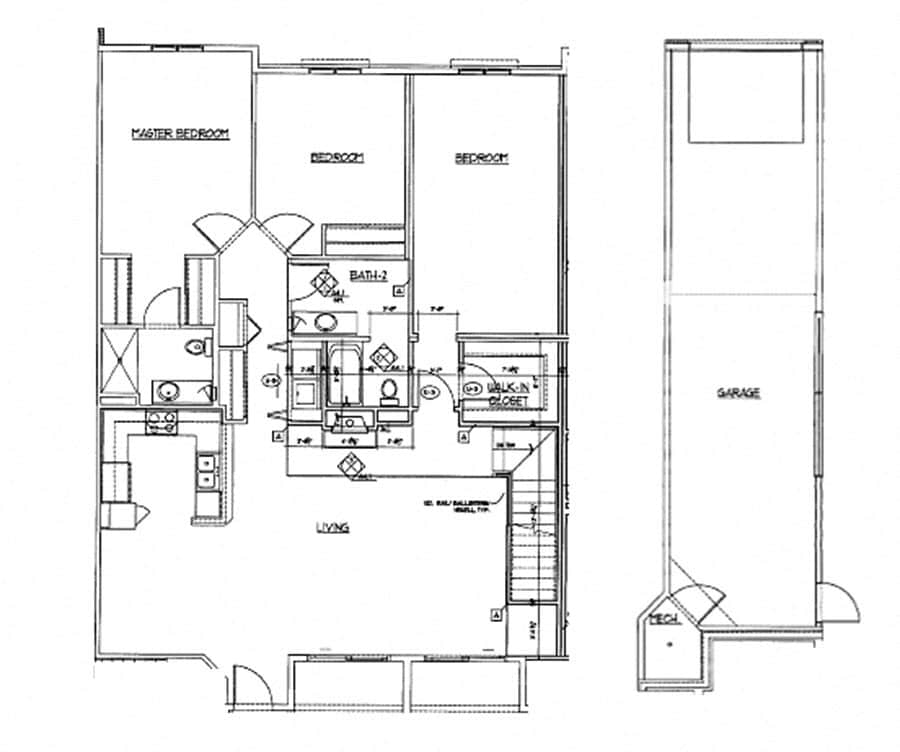 Floor Plan - 3 Bed, 2 Bath w/ Tandem 2 Car Garage - ADA Unit...