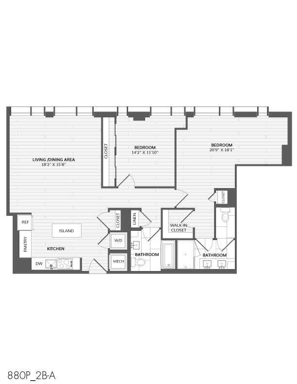 Floor Plan - 2 Bed/2 Bath-2B-A_880 P