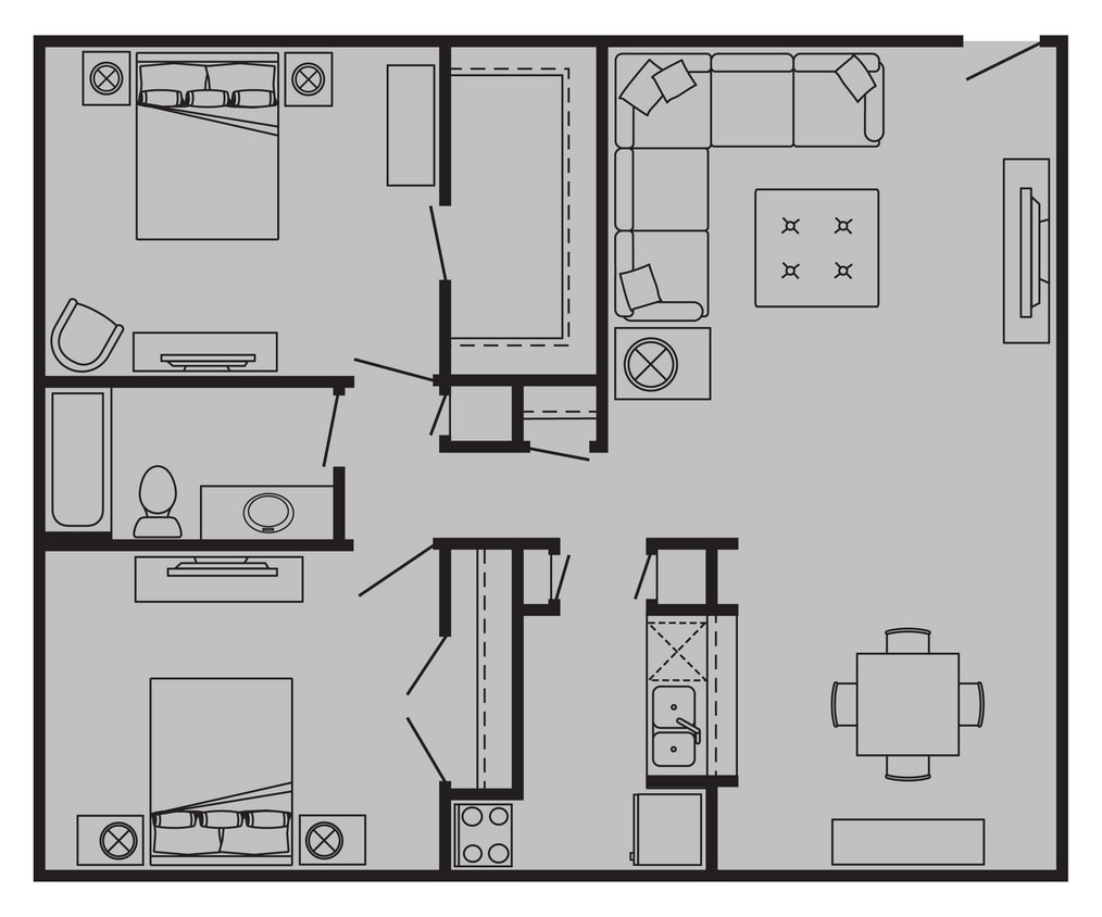 Floor Plan - 2 Bed, 1 Bath