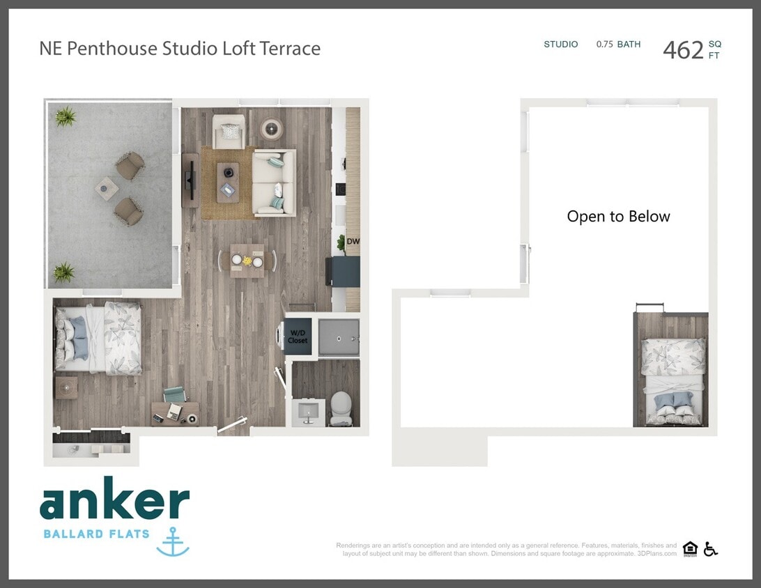 Floor Plan - NE Penthouse with Loft & Terrace