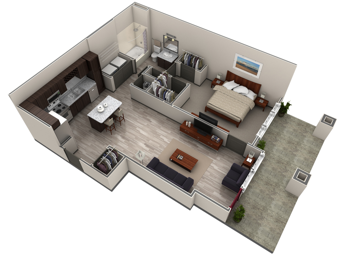 Floor Plan - 1 BR Designer Courtyard