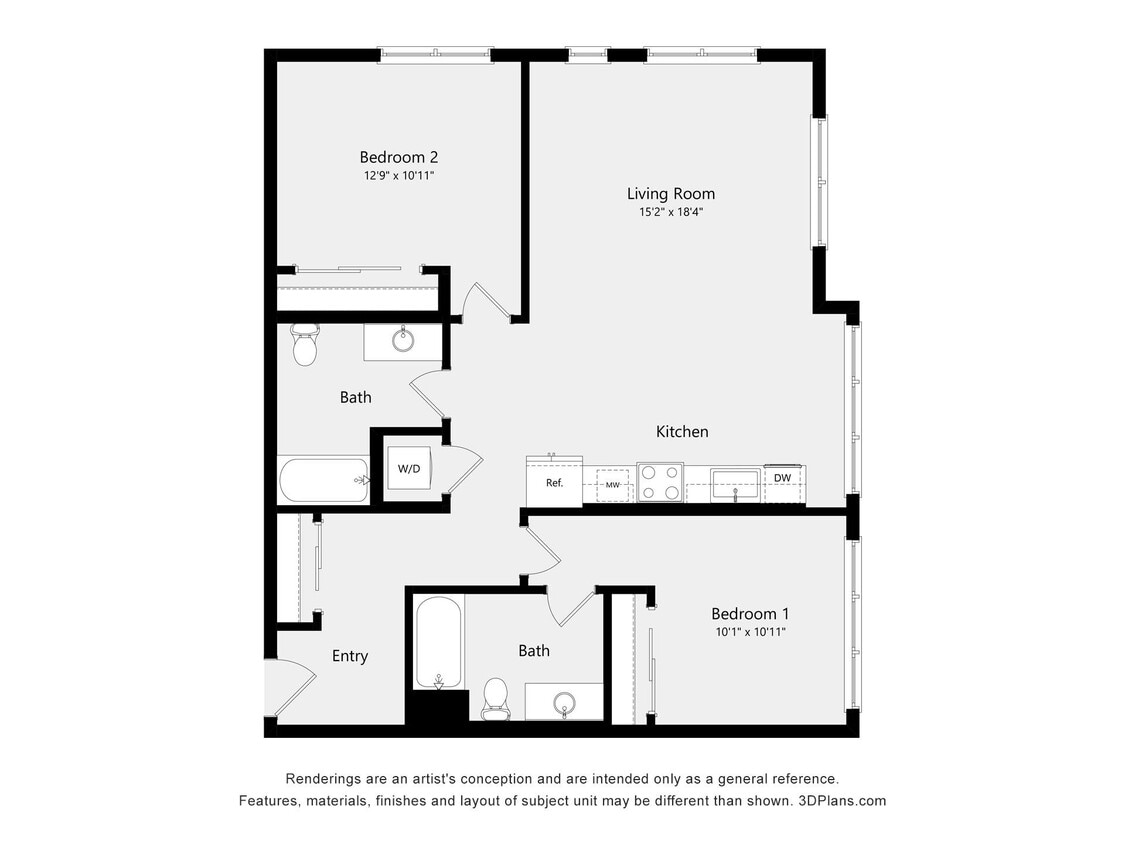 Floor Plan - Two Bedroom E02A L7