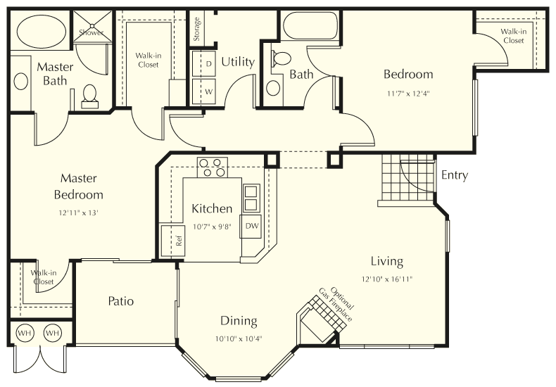 Floor Plan - 2BD 1 Bianca