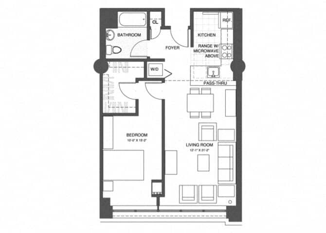 Floor Plan - 1 Bed/1 Bath