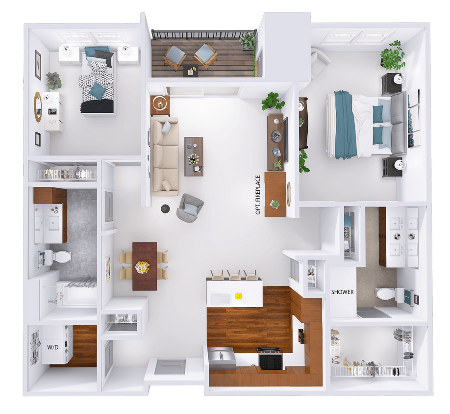 Floor Plan - NorthTown - C3 - 2 Bed - 2 Bath