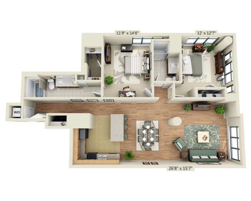 Floor Plan - 2 BEDROOM TOWER (B2J)