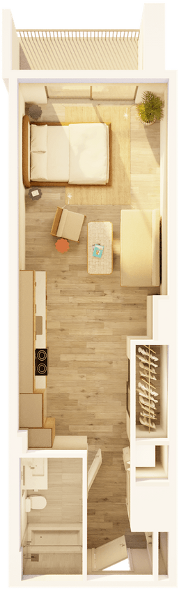 Floor Plan - West Studio Balcony on Promenade C