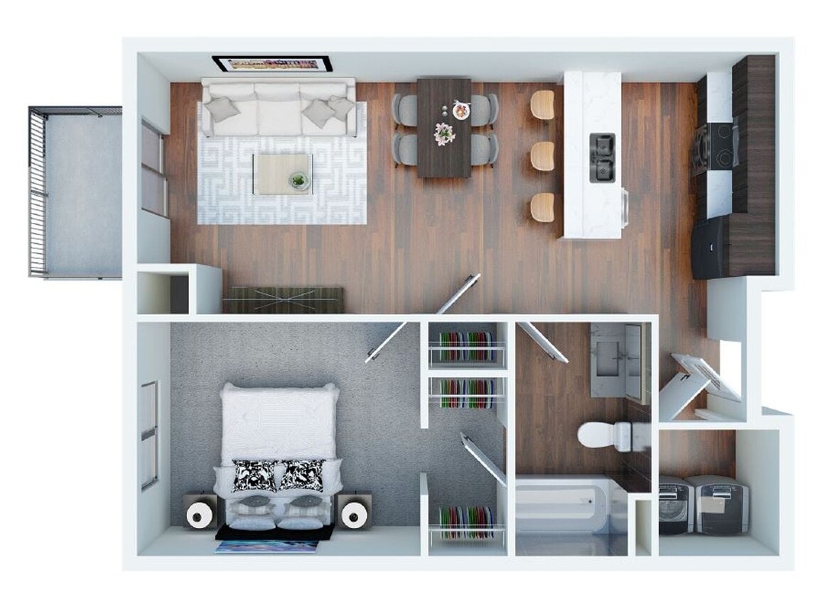 Floor Plan - 1 Bed 1 Bath Apartment (A)