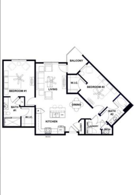 Floor Plan - B3 1133sf 2/2