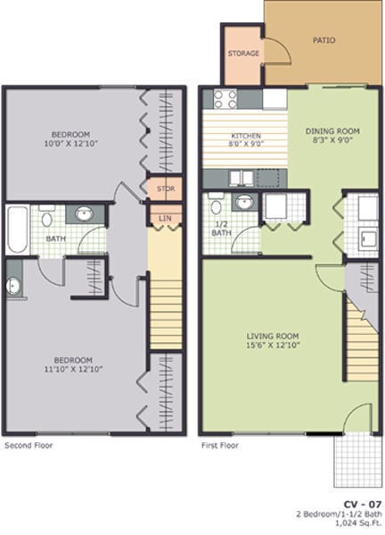 Floor Plan - 2 Bedroom Townhome
