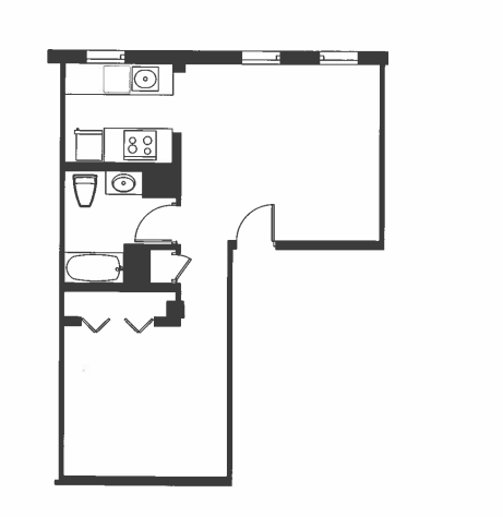 Floor Plan - 1 Bed 1 Bath - Renovated - A1L_R