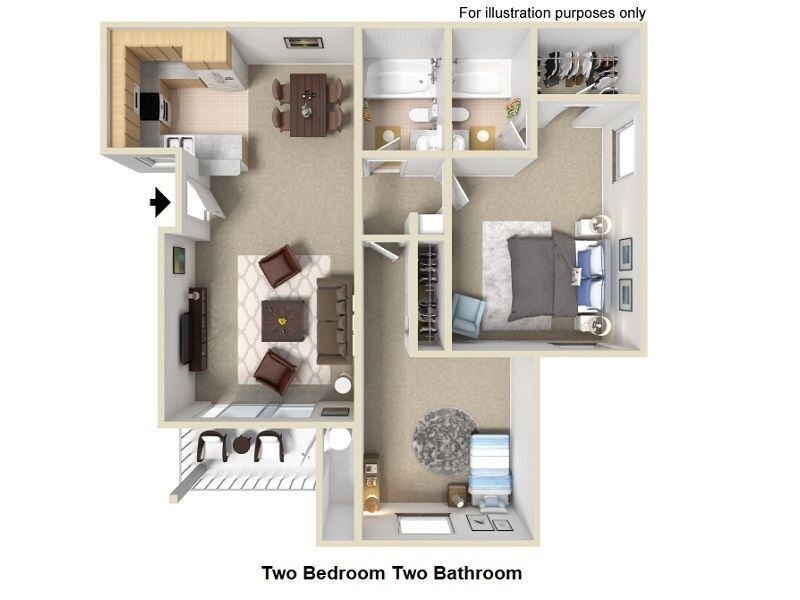 Floor Plan - 2 Bedroom / 2 Bath