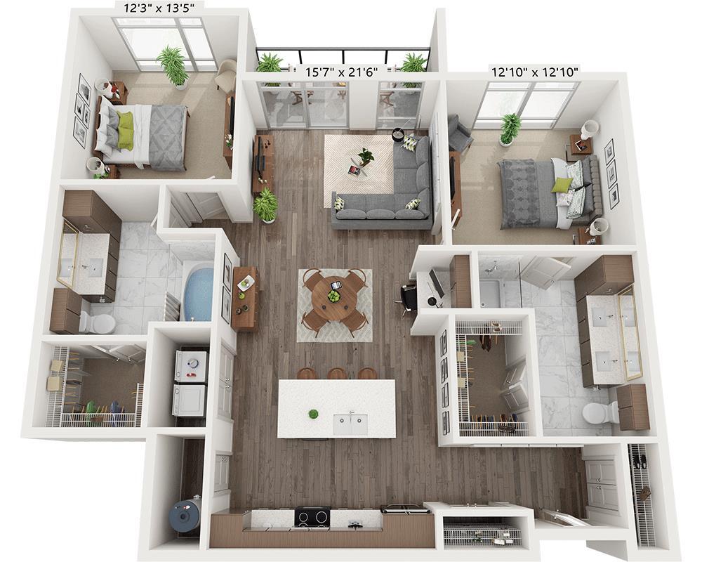 Floor Plan - Two Bedroom B2B