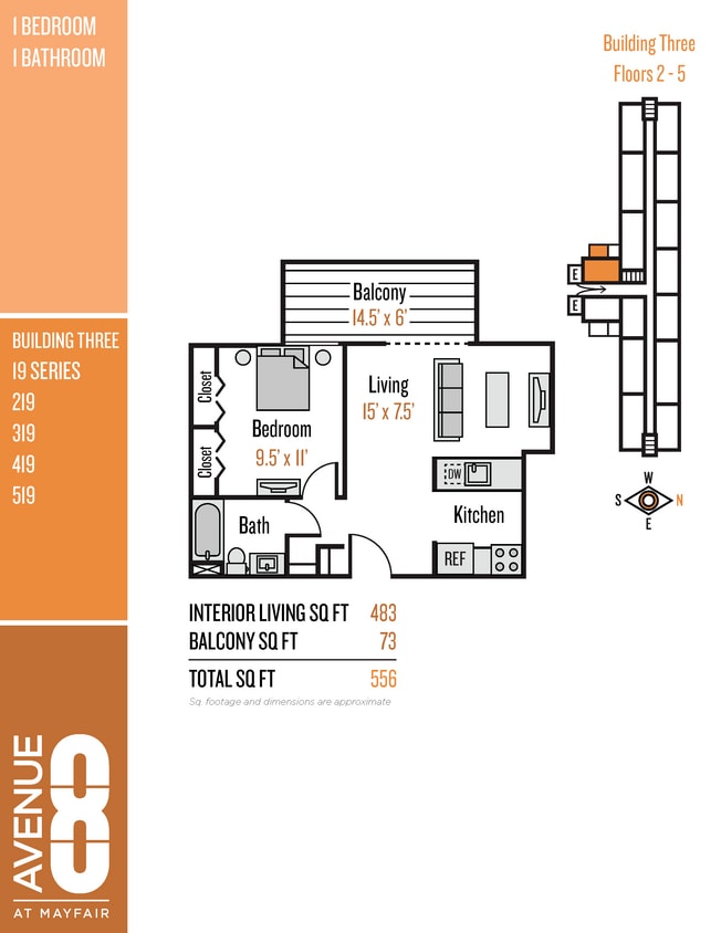 Floor Plan - 19 Series 1 Bedroom / 1 Bath