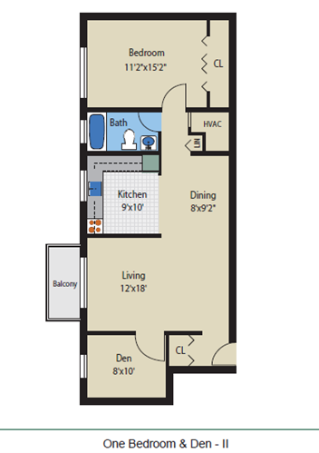 PE - 1B1BDEN (PE 2) - ONE BEDROOM W/DEN