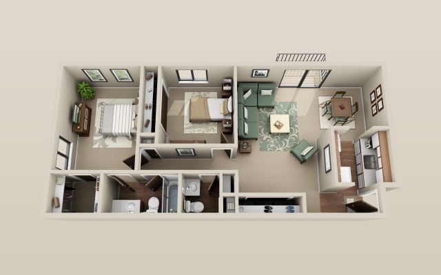 2BR/1.5BA - Two Bedroom One and 1/2 Bath