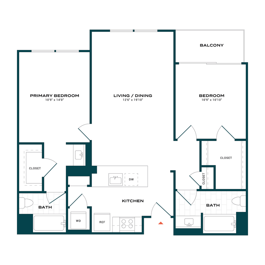 Floor Plan - 2 Bed/2 Bath-b3