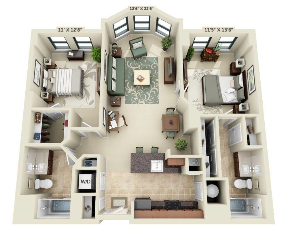 Floor Plan - Two Bedroom B2B