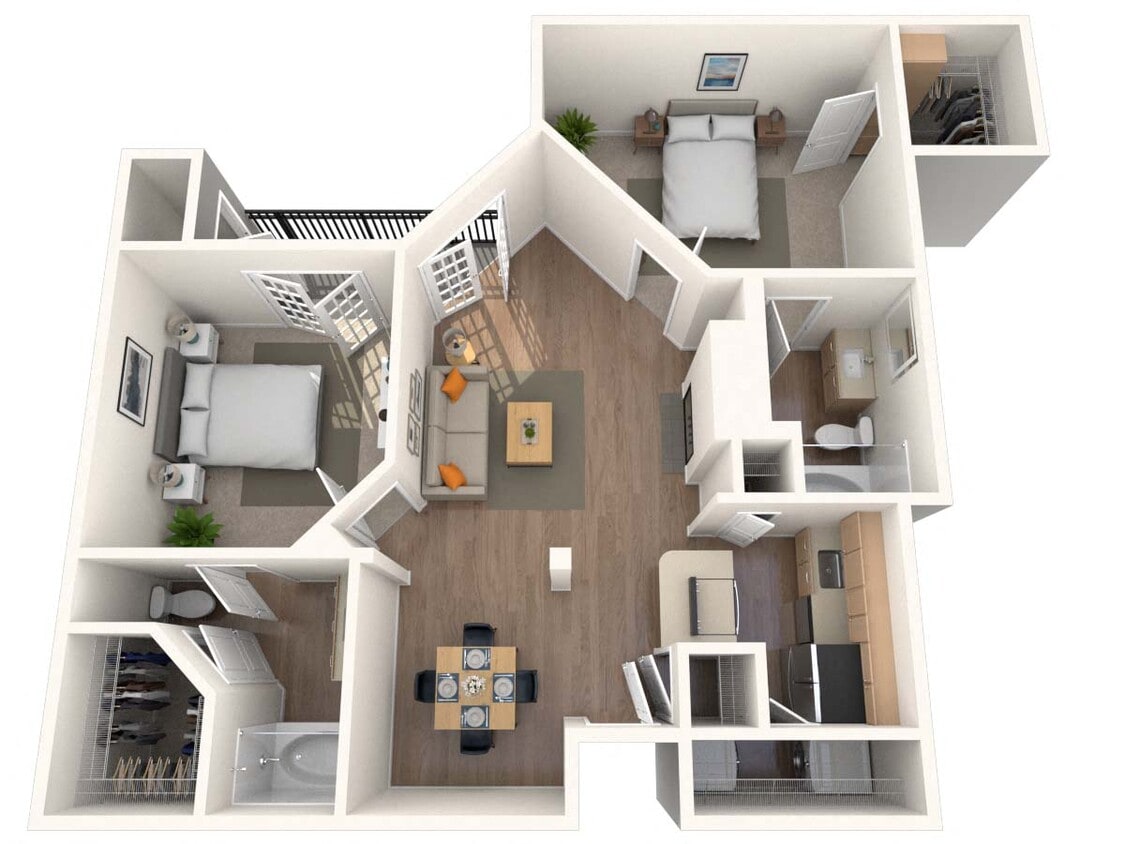 Floor Plan - Traditional 2x2 1039 SF