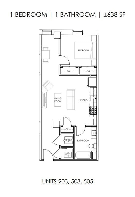 Floor Plan - One Bedroom One Bath 