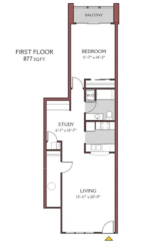 Floor Plan - 1 Bed/1 Bath (1st floor) - Fully Upgraded